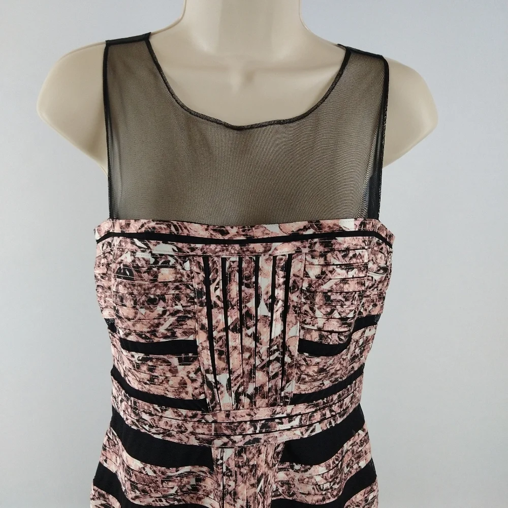BCBGMAXAZRIA pink and black fitted cocktail dress